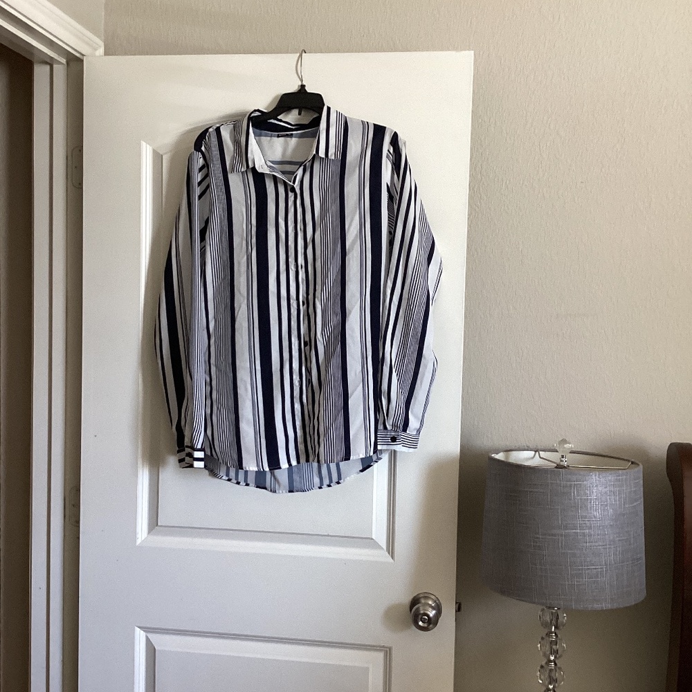 Match black and white striped blouse